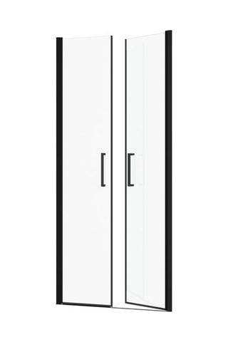 Puerta de ducha giratoria Saloon - Transparente y negro - 45 x 202 x 8,5 cm