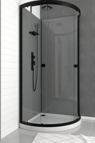 Cabina de ducha cuarto de círculo - Negro - 90 x 207-222 x 90 cm