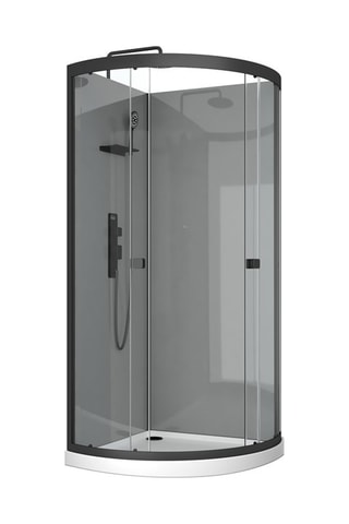 Cabina de ducha cuarto de círculo - Negro - 90 x 207-222 x 90 cm