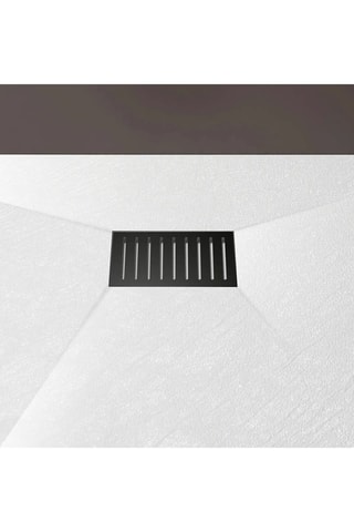 Plato de ducha con rejilla lineal - Blanco y negro - 90 x 160 x 2,6 cm
