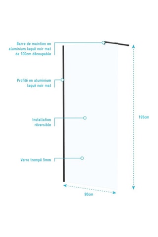 Mampara de ducha - Transparente y negro