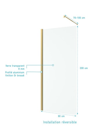Mampara de ducha - Transparente y dorado