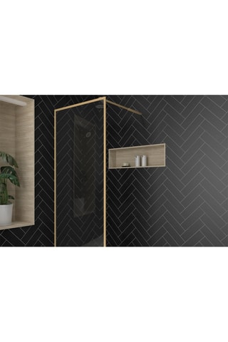 Mampara de ducha - Transparente y dorado