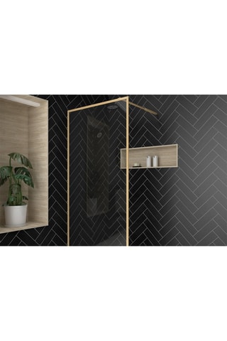 Mampara de ducha - Transparente y dorado