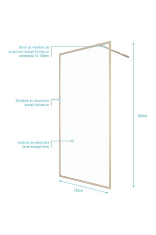 Mampara de ducha - Transparente y dorado