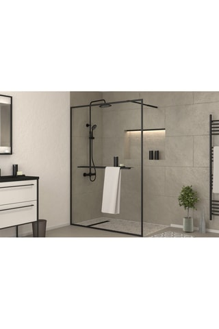 Mampara de ducha 3 en 1 - Transparente y negro