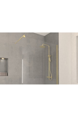 Mampara de ducha - Transparente y dorado
