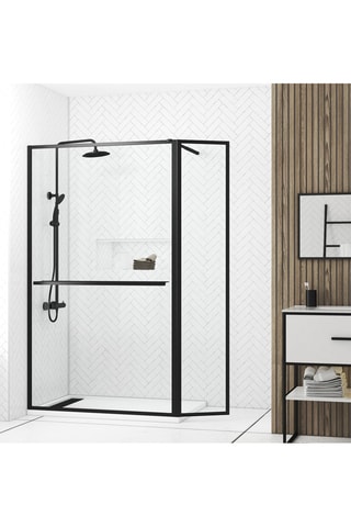 Mampara de ducha 4 en 1 - Transparente y negro