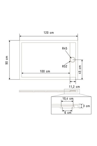 Plato de ducha Athena - Negro - 90 x 120 x 3 cm