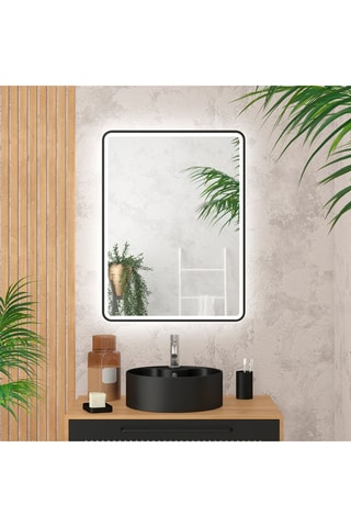 Espejo rectangular de cuarto de baño con iluminación LED - Negro