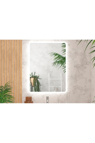 Espejo rectangular de cuarto de baño con iluminación LED