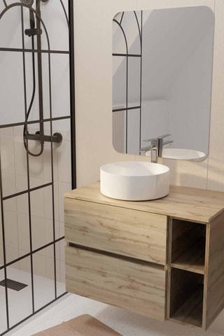 Conjunto de cuarto de baño con lavabo de cerámica Timber - 2 piezas