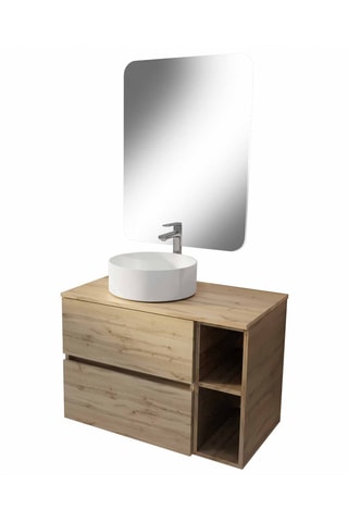 Conjunto de cuarto de baño con lavabo de cerámica Timber - 2 piezas