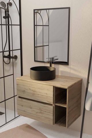 Conjunto de cuarto de baño con lavabo de cerámica Timber - 2 piezas