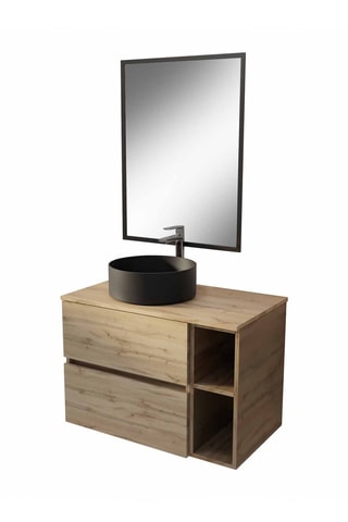Conjunto de cuarto de baño con lavabo de cerámica Timber - 2 piezas