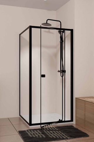 Puerta de ducha corredera y retorno de vidrio Black Slide - 69/80 x 185 / 80 x 185 cm