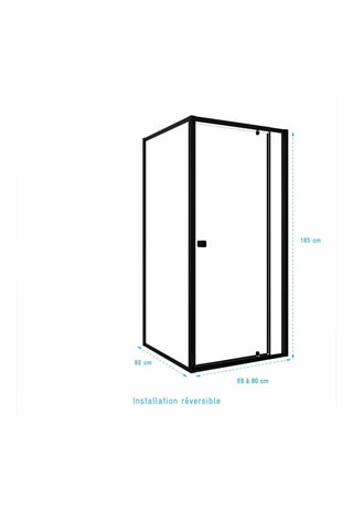 Puerta de ducha corredera y retorno de vidrio Black Slide - 69/80 x 185 / 80 x 185 cm