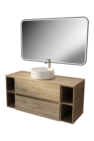 Conjunto de cuarto de baño con LED y lavabo de cerámica Timber - 2 piezas