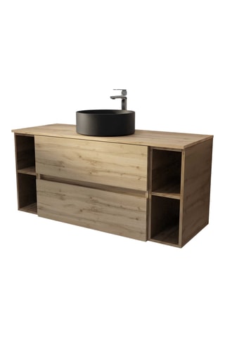 Mueble de cuarto de baño de 2 cajones con lavabo de cerámica Timber - 121 x 46 x 54 cm