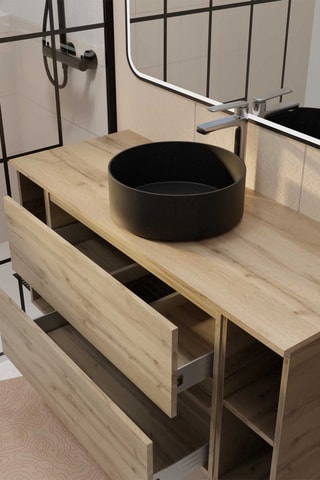 Conjunto de cuarto de baño con LED y lavabo de cerámica Timber - 2 piezas
