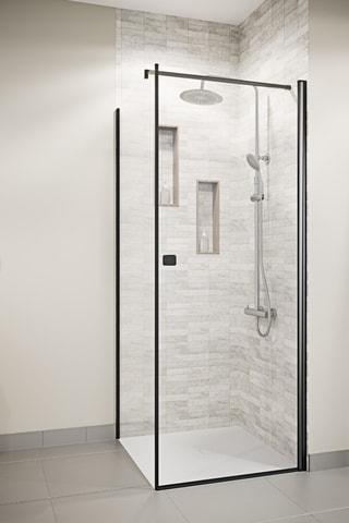 Puerta de ducha y retorno de vidrio Dark Elementary - 90 x 195 / 80 x 195 cm