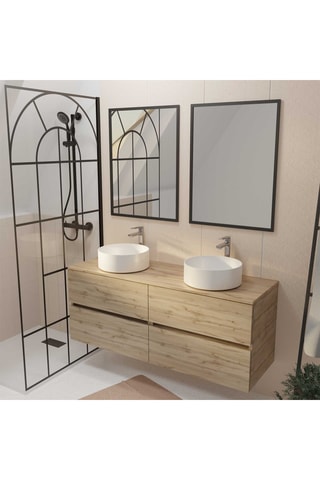 Conjunto de cuarto de baño con lavabo de cerámica Timber - 3 piezas