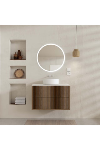 Conjunto de cuarto de baño con LED y lavabo de cerámica Yuki - 2 piezas