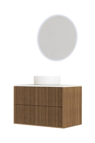 Conjunto de cuarto de baño con LED y lavabo de cerámica Yuki - 2 piezas