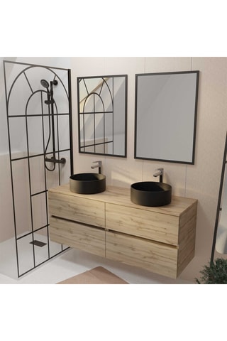 Conjunto de cuarto de baño con lavabo de cerámica Timber - 3 piezas