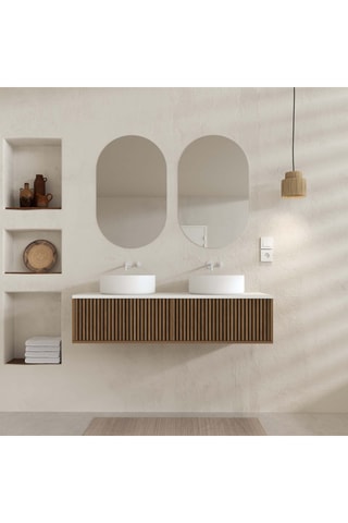 Conjunto de cuarto de baño con LED y lavabos de cerámica Yuki - 3 piezas