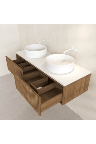 Conjunto de cuarto de baño con LED y lavabos de cerámica Yuki - 3 piezas