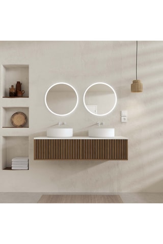 Conjunto de cuarto de baño con LED y lavabos de cerámica Yuki - 3 piezas