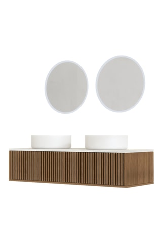 Conjunto de cuarto de baño con LED y lavabos de cerámica Yuki - 3 piezas