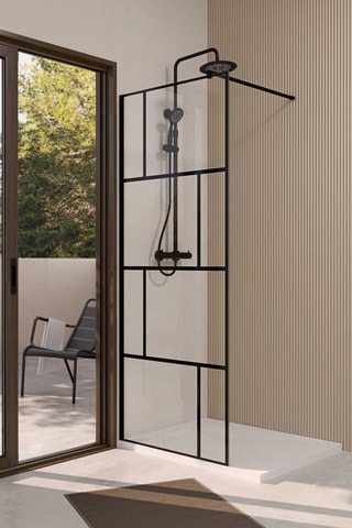 Mampara de ducha de vidrio Dark Blocks - 80 x 195 cm