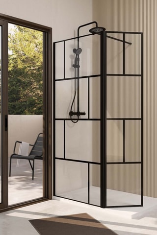 Mampara de ducha de vidrio con panel giratorio Dark Blocks - 80 + 40 x 195 cm