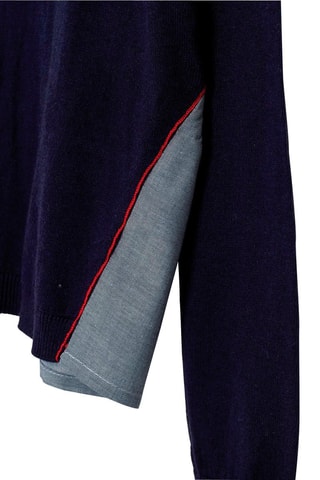 Pull bi-matière Mescaly - Bleu marine