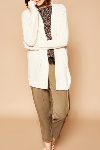 Gilet long en laine et cachemire - Crème