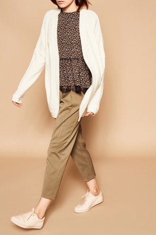 Gilet long en laine et cachemire - Crème