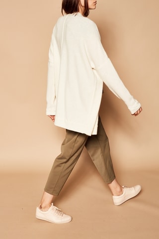 Gilet long en laine et cachemire - Crème