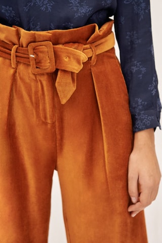 Pantalon wide legs 7/8 en velours côtelé - Roux