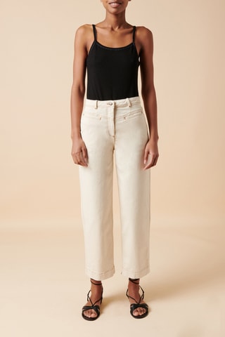 Pantalon en coton biologique - 
Beige