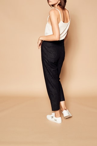 Pantalon carotte 7/8 en laine - Gris foncé