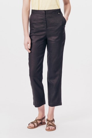 Chino en lin 7/8 taille haute Panize - Noir