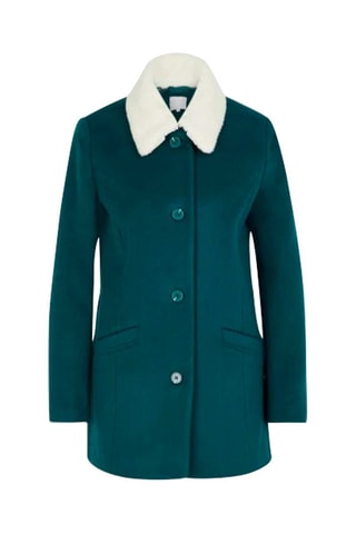 Manteau en laine recyclée - Bleu canard