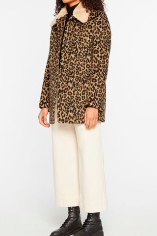 Manteau en laine recyclée - Beige et marron