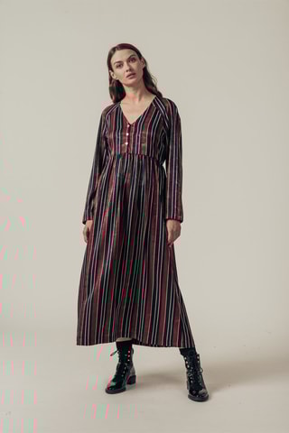 Robe longue Rigoletta - Bleu marine et bordeaux