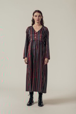 Robe longue Rigoletta - Bleu marine et bordeaux