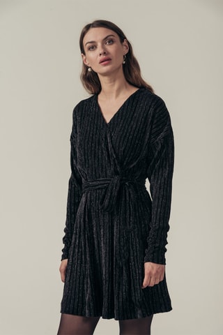 Robe en velours River - Noir