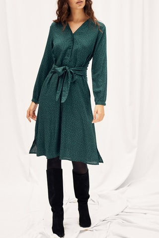 Robe midi à pois - Bleu canard