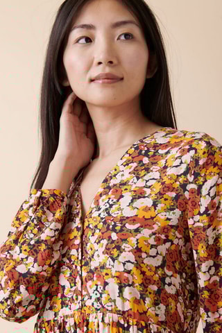 Robe trapèze Rando - Jaune et rouge brique